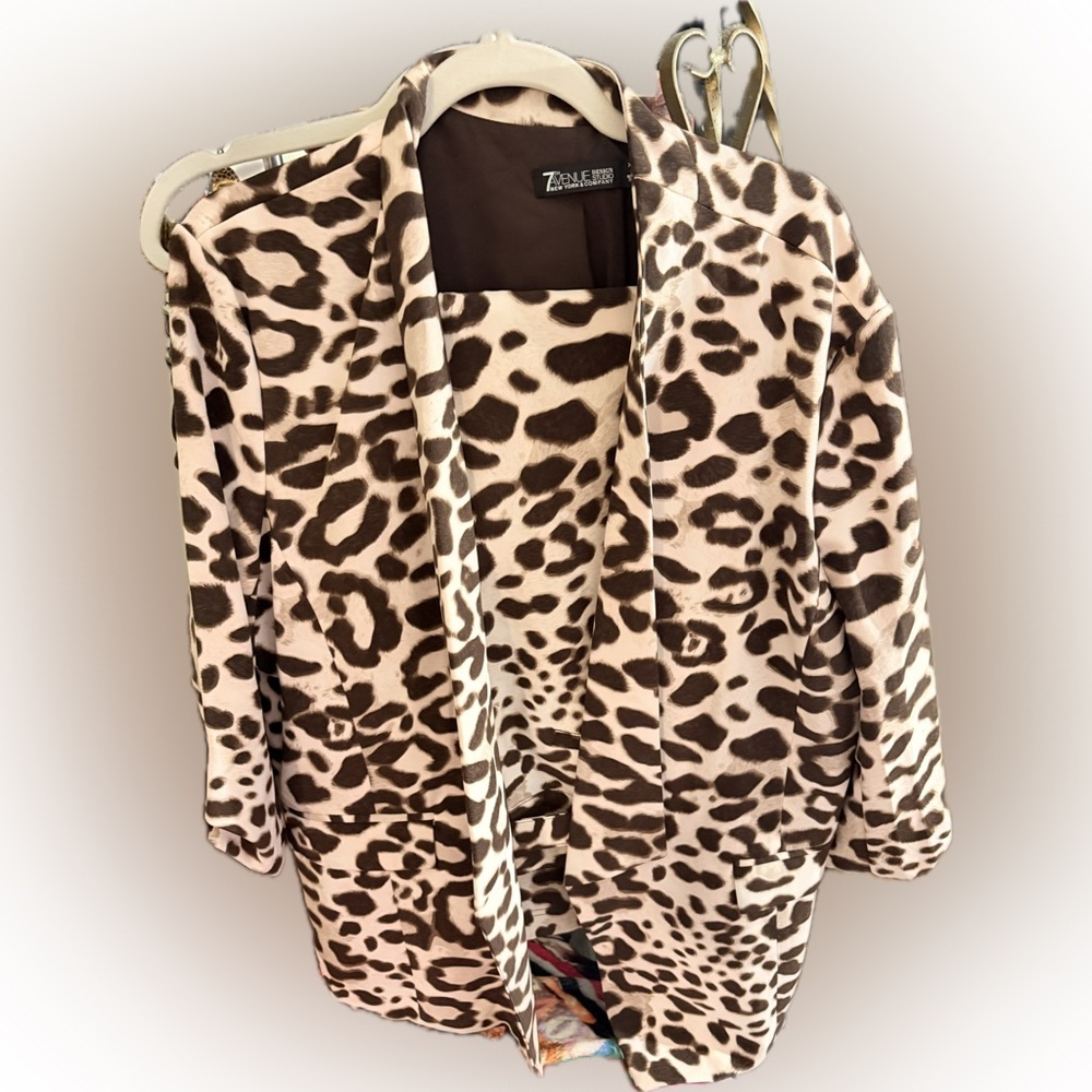 New York & Company Women's Leopard Print Blazer & Slacks